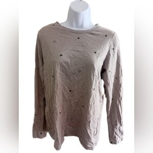 Sonoma Gray Long Sleeve Shirt with Heart Accents